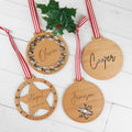 Engraved Wooden Christmas Bauble Decoration