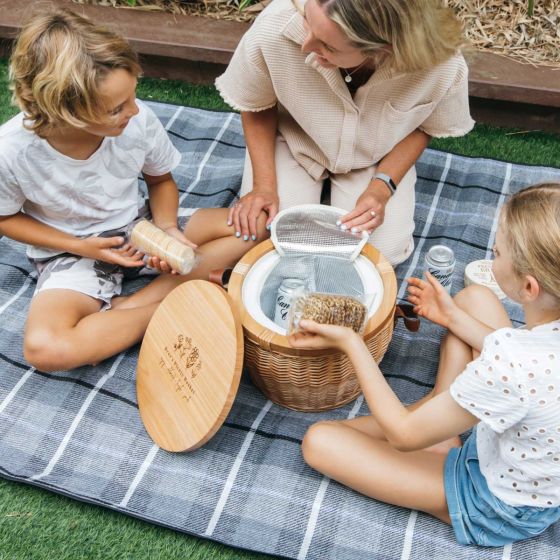 Mother's Day Cooler Picnic Basket with Engraved Wooden Lid