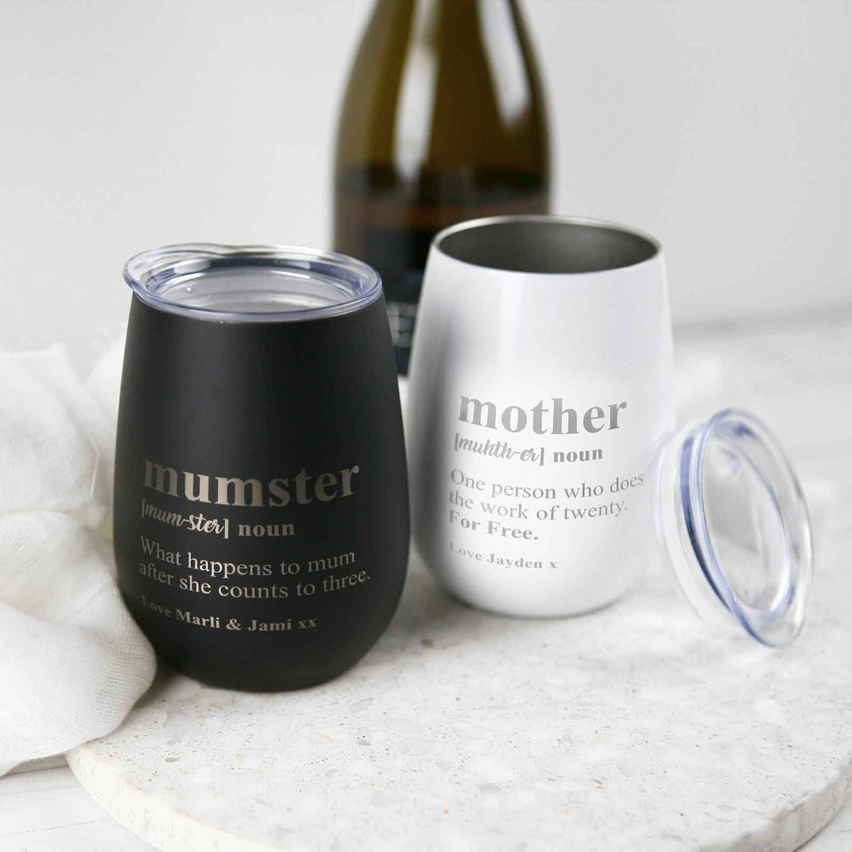Mother's Day Engraved Wine Sipper with Lid