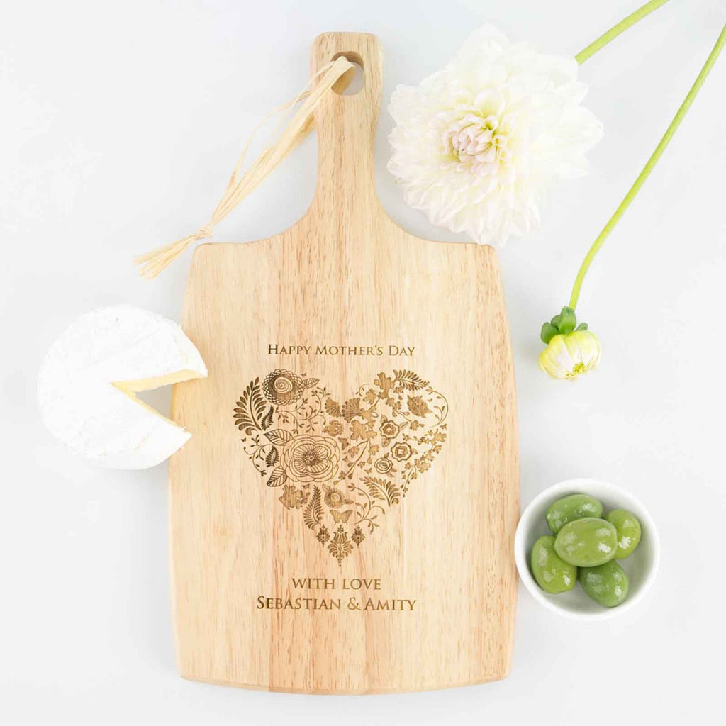 Engraved Mother's Day Wooden Cheese Serving Paddle Board