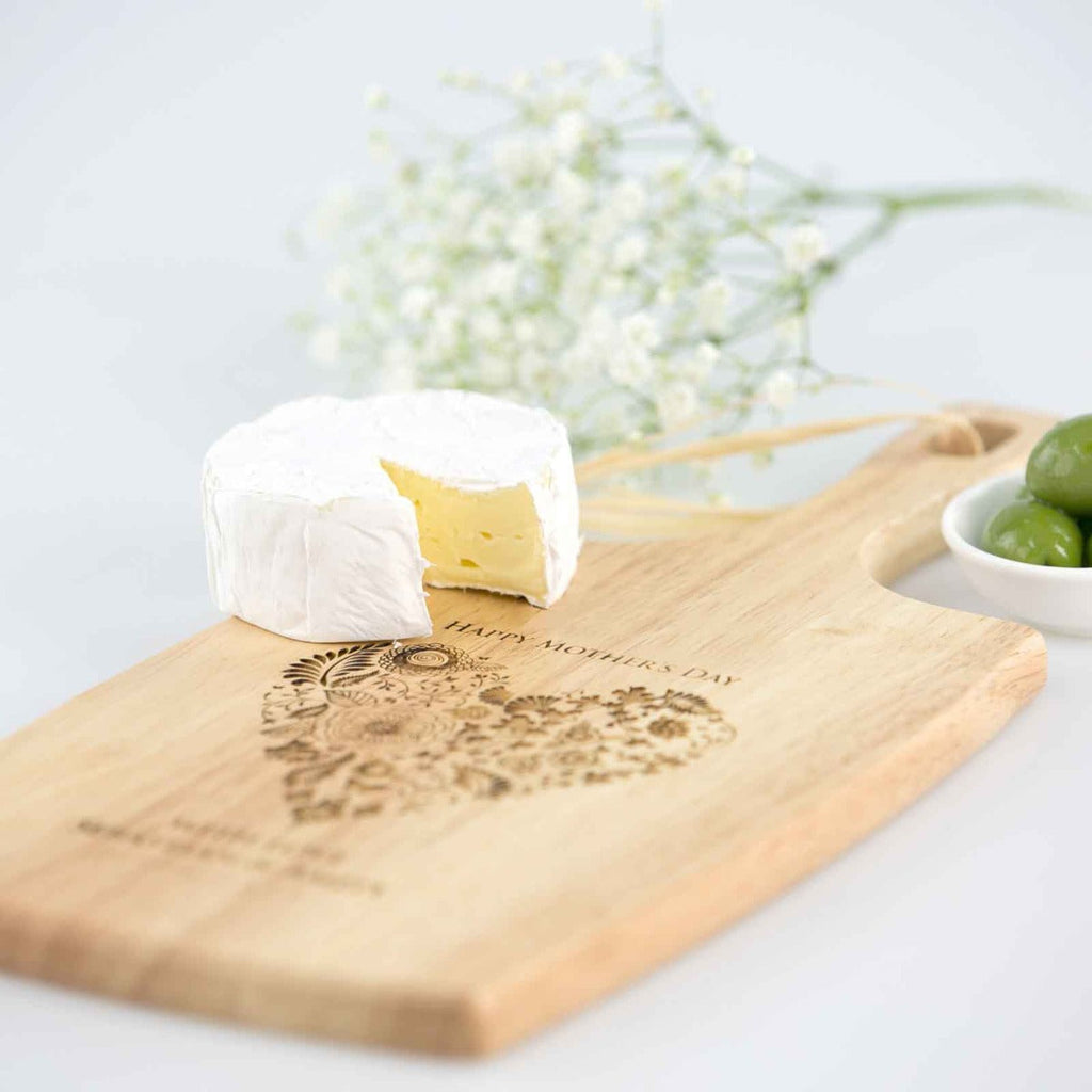Engraved Mother's Day Wooden Cheese Serving Paddle Board