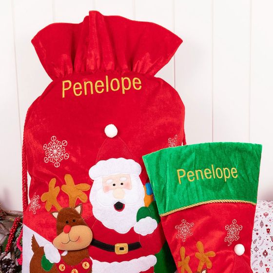 Personalised Santa Sack and Stocking Christmas Set