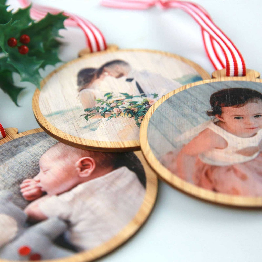 Photo Printed Bamboo Christmas Tree Decoration
