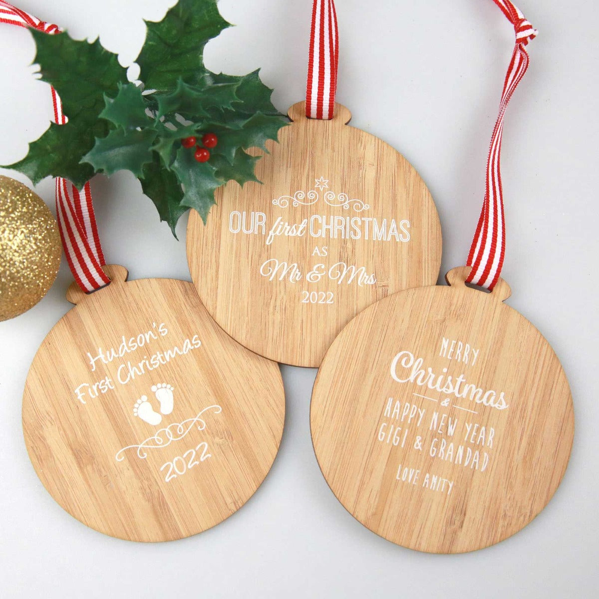 Photo Printed Bamboo Christmas Tree Decoration