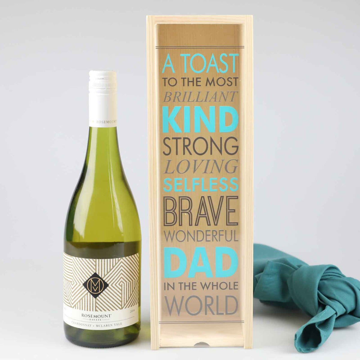 Printed Father's Day Wooden Wine Box with Acrylic Lid