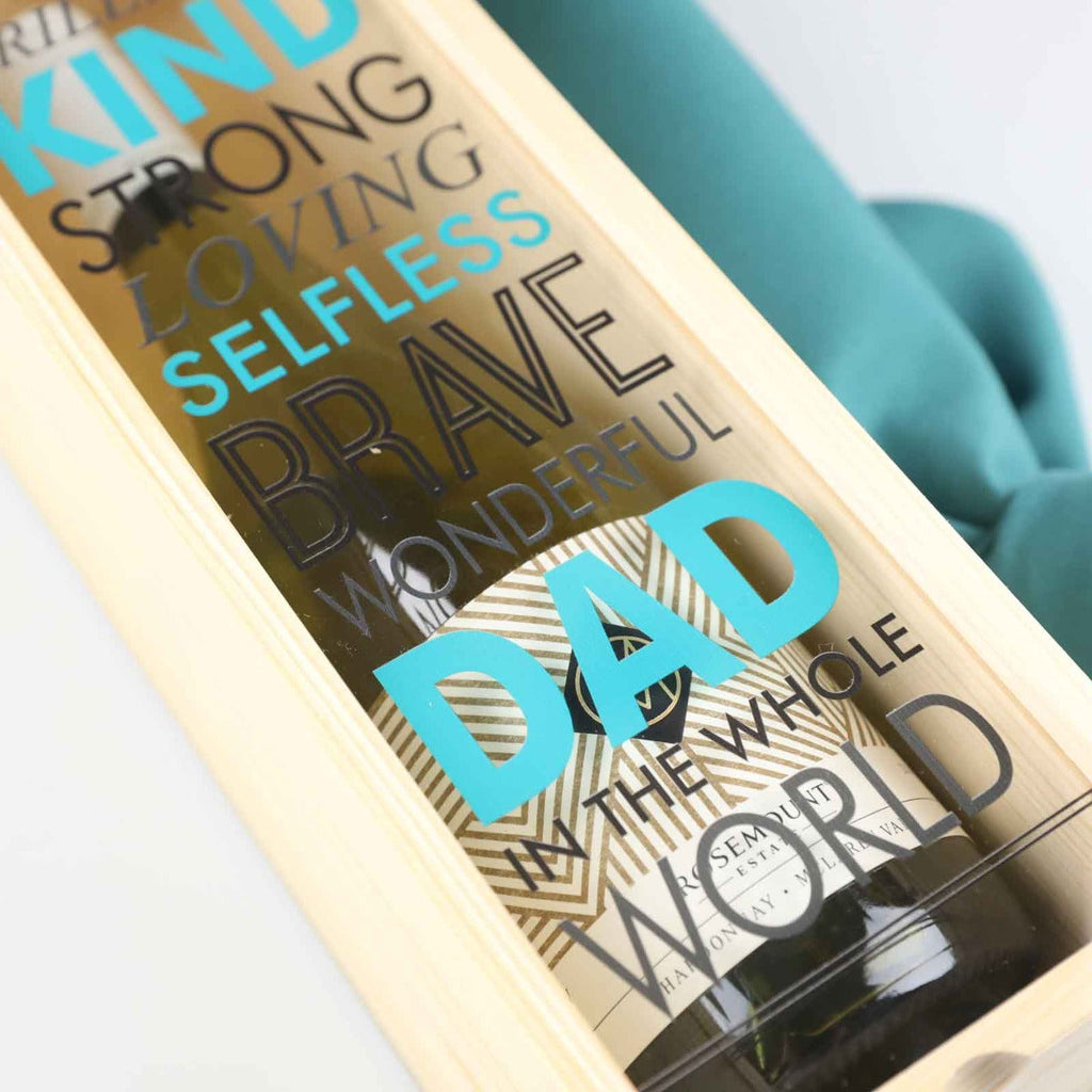 Printed Father's Day Wooden Wine Box with Acrylic Lid