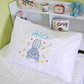 Printed White PolyCotton Bunny Rabbit Kids Pillowcase