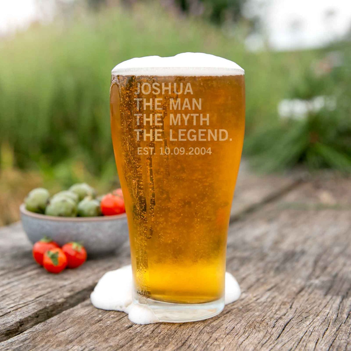 Engraved 425ml Schooner Beer Glass Birthday Gift