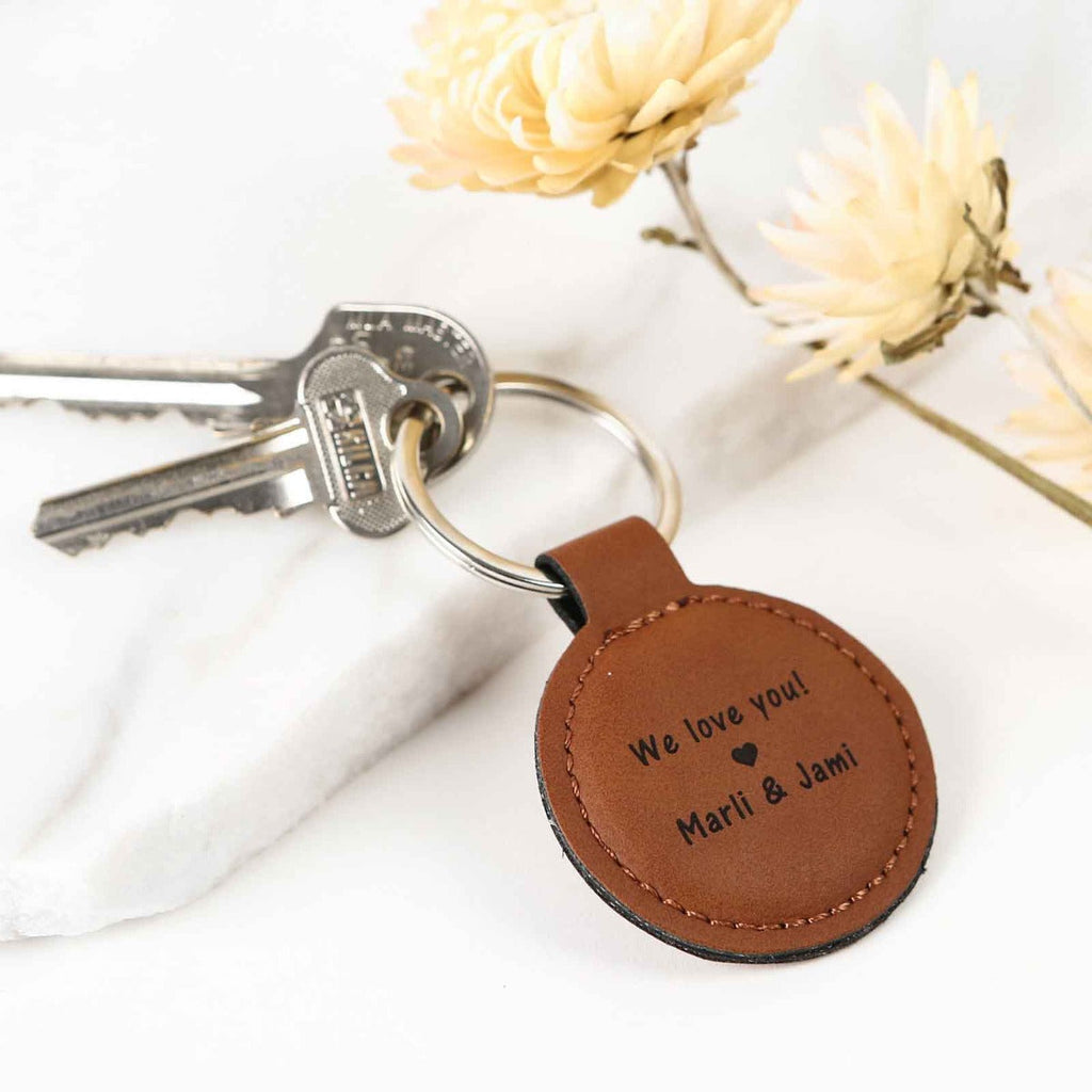 Mother's Day Engraved Tan Leatherette Keyring