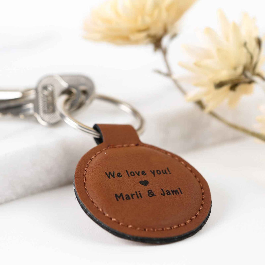 Mother's Day Engraved Tan Leatherette Keyring