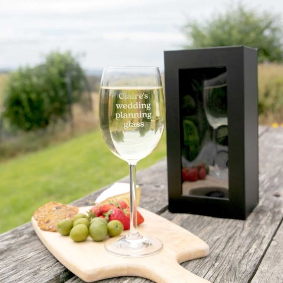 Customised Engraved Name Bride Wedding Planning Wine Glass