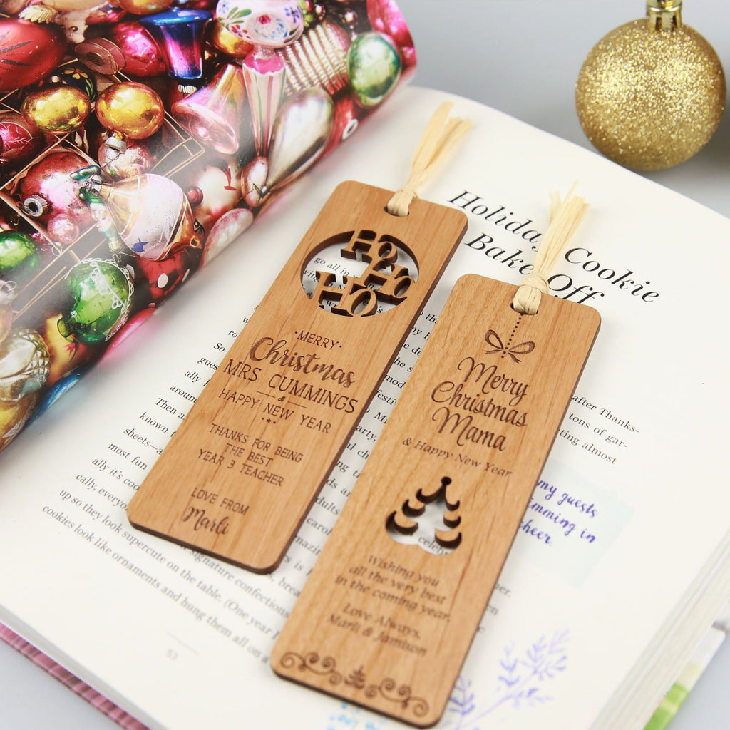 Engraved Wooden Christmas Bookmark