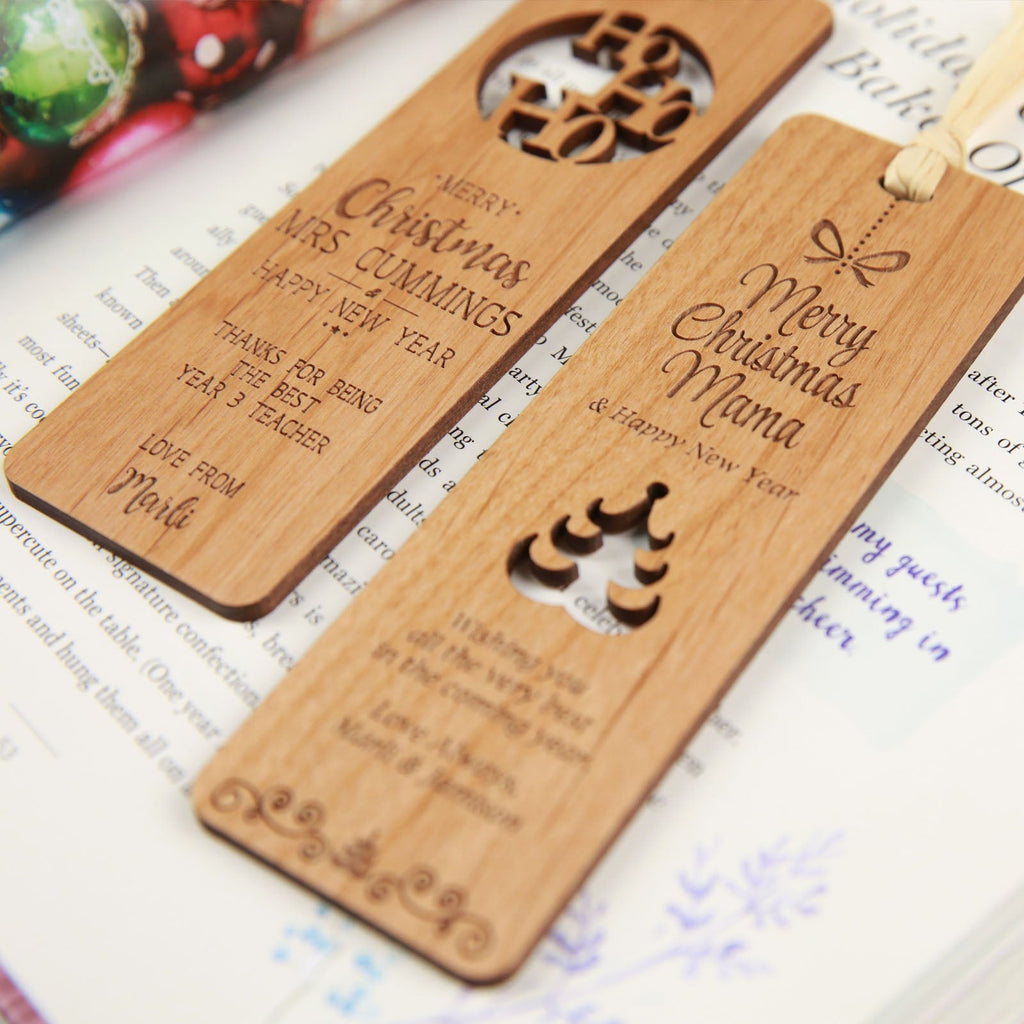 Engraved Wooden Christmas Bookmark